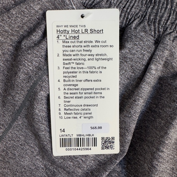 NWT - Lululemon Hotty Hot LR Short 4", Lined - MBHL/HBLK - Size 14 (Tall) - Picture 3 of 5